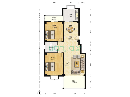 秋涛阁 2室2厅1卫 125平方