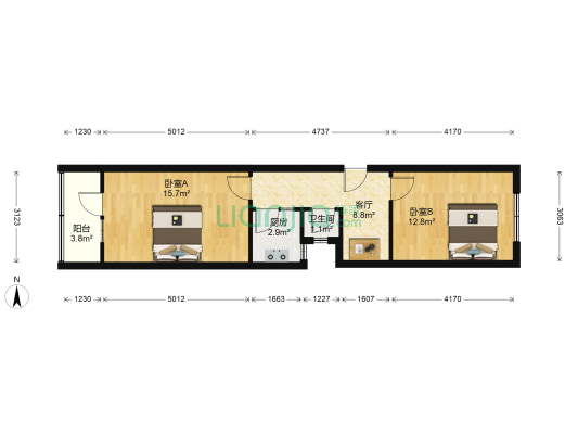 松乐里 2室1厅1卫 57平方