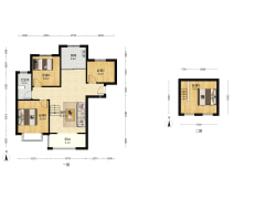 南北通透三居室带阁楼 精装 花园社区 德信公园-涿州香邑溪谷户型图