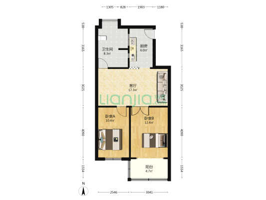营山巷综合楼 2室1厅1卫 68平方