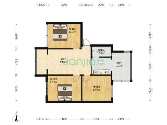 石莲巷 2室1厅1卫 70平方