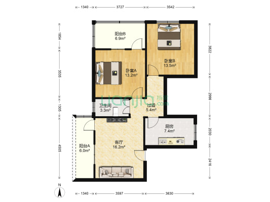 安怀西街 2室1厅1卫 82平方