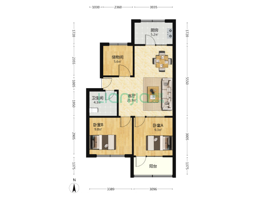 牟平区新城大街658号楼 2室1厅1卫 79平方