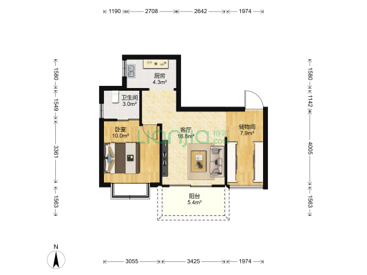 阳光·丁香园 1室1厅1卫 58平方