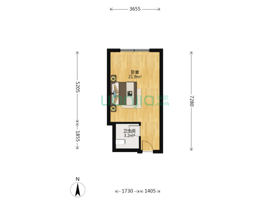 圣展独立公社 1室0厅1卫 40平方
