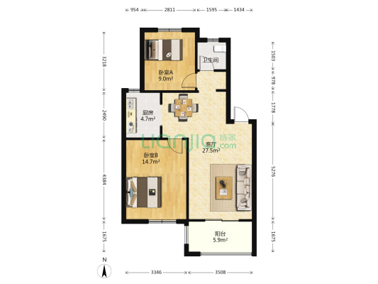 瑞成佳苑 2室1厅1卫 78平方