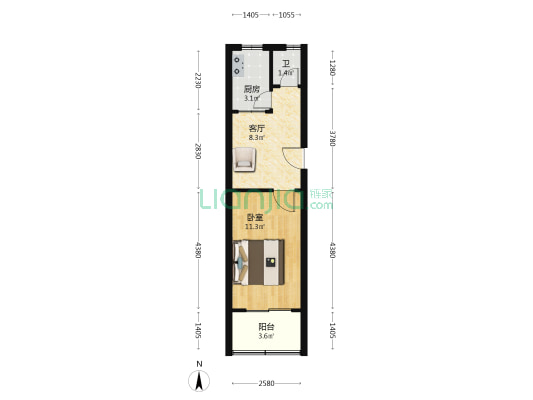 会堂西一巷 1室1厅1卫 34平方