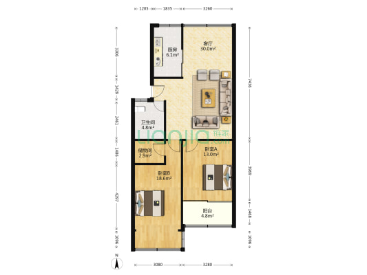 文晖苑 2室1厅1卫 101平方