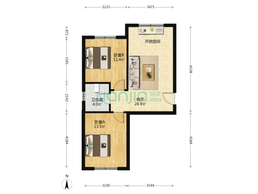 理想新城BC区 2室1厅1卫 74平方