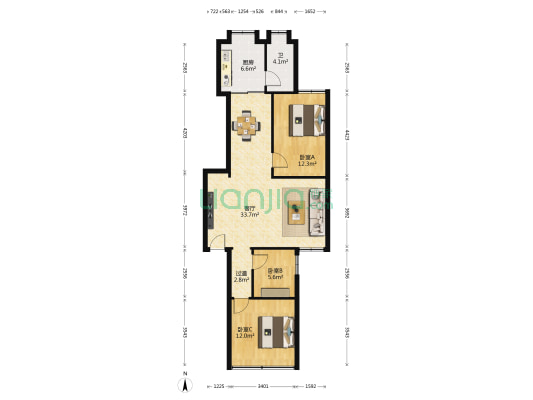 南沙公寓 3室1厅1卫 90平方