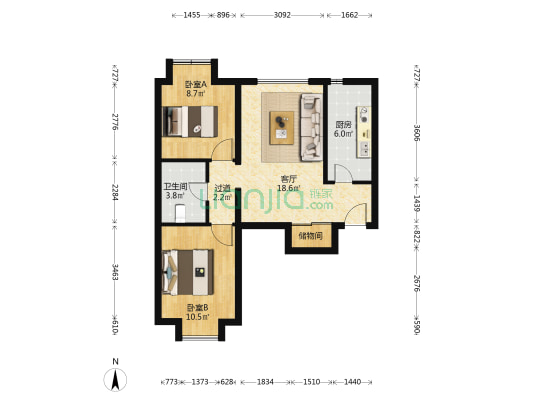 广安康馨家园南区 2室1厅1卫 77平方