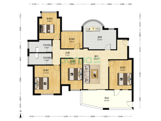 万豪臻品 5室1厅2卫 145平方