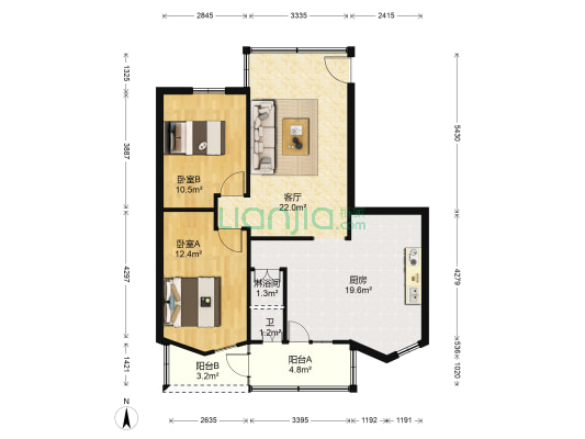 和齐巷2号 2室1厅2卫 83平方