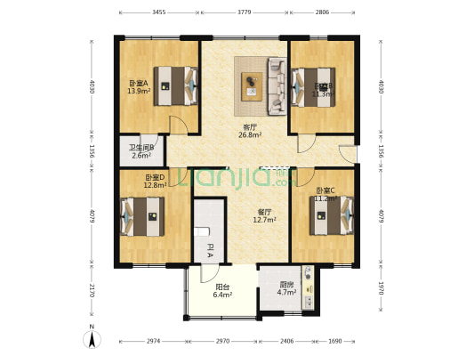 半截巷28号 4室2厅2卫 124平方