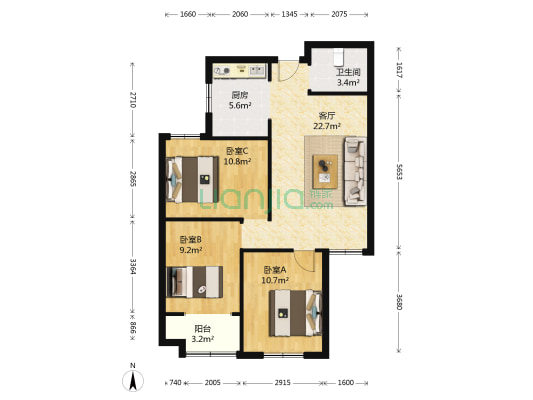 诚泰金润世家 3室1厅1卫 95平方