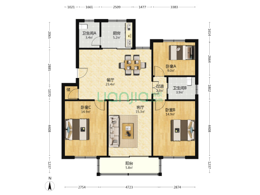 太仓南园新村 3室2厅2卫 115平方