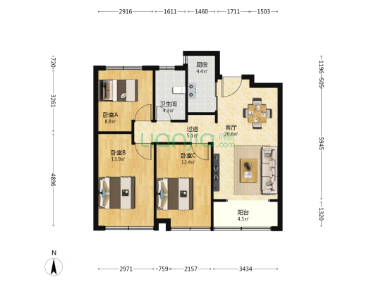 绿城桂语听澜 3室1厅1卫 102平方