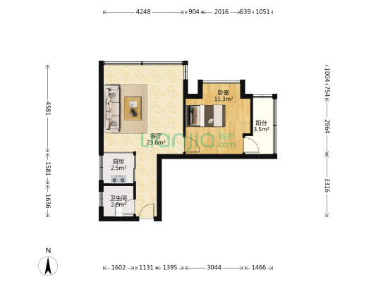 金朝阳 1室1厅1卫 62平方