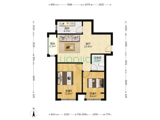 万隆财富广场 2室1厅1卫 83平方