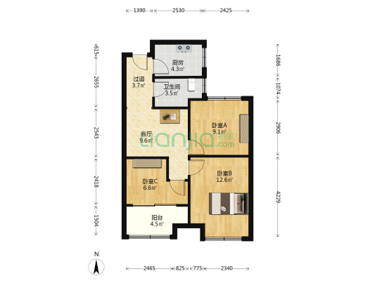 栗树家苑 3室1厅1卫 76平方