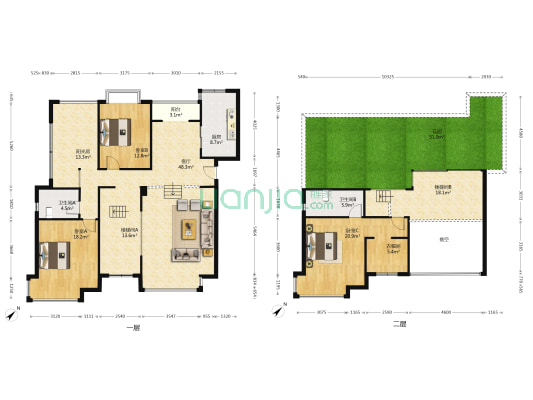 蓝色空间蓝亭 3室1厅2卫 176平方
