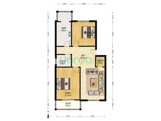 新兴南里 2室1厅1卫 94平方