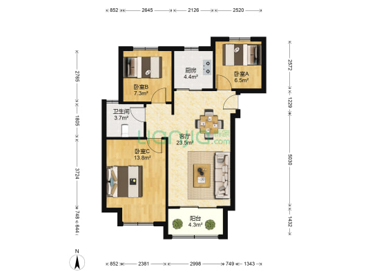 家天下北郡 3室1厅1卫 89平方