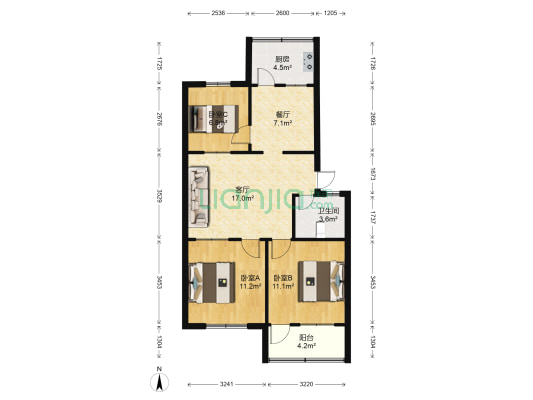 二棉南院 3室2厅1卫 75平方