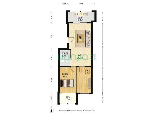 水师营街小区 2室1厅1卫 70平方
