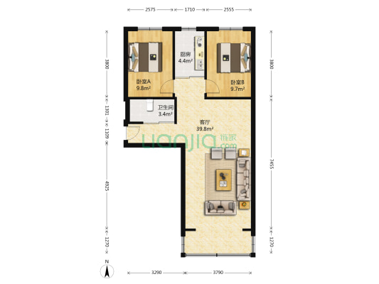 幸福二区 2室1厅1卫 86平方