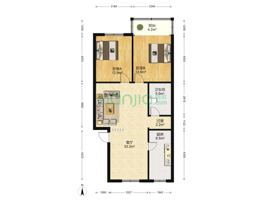 长青路 2室1厅1卫 97平方