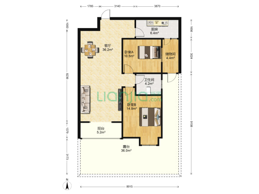大地丽都二期 2室1厅1卫 100平方