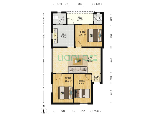 荣昌街15号 3室1厅2卫 94平方