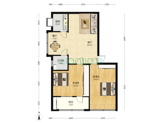 襄阳公积金中心家属院 2室2厅1卫 105平方