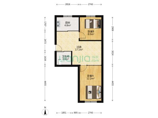 送配电小区 2室0厅1卫 60平方