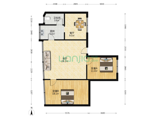 贡院巷53号 2室2厅1卫 94平方