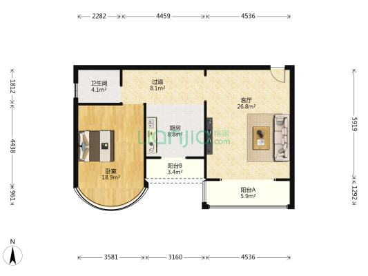 高星明居 1室1厅1卫 74平方
