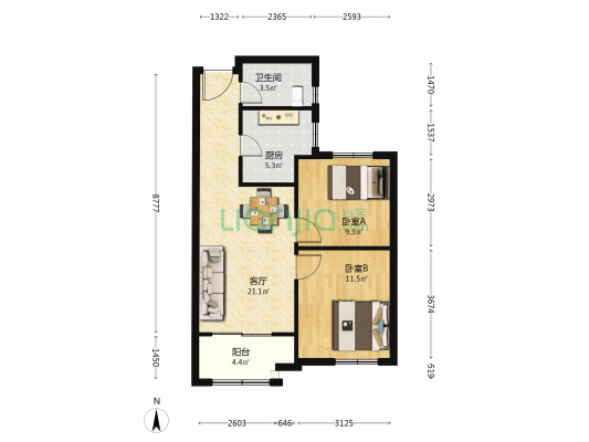 华和民祥园（东园） 2室1厅1卫 79平方