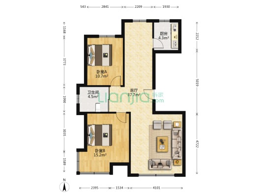 工大家园 2室1厅1卫 99平方