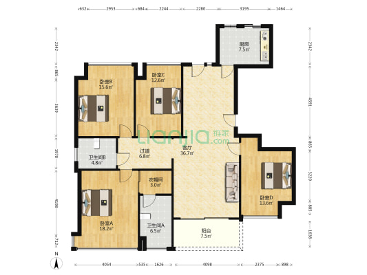 御府 4室1厅2卫 172平方