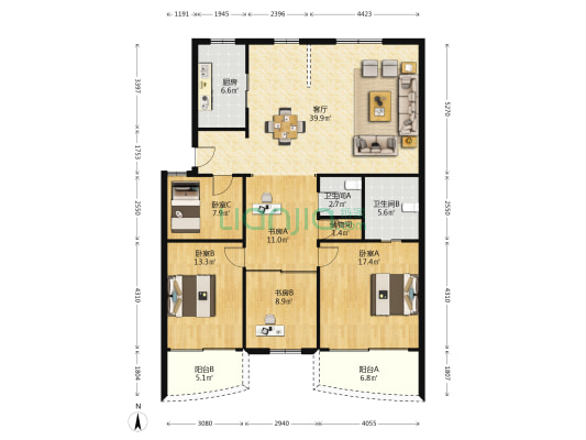 城南龙居 5室1厅2卫 147平方