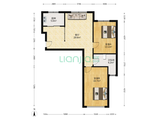 怡景嘉苑 2室1厅1卫 94平方