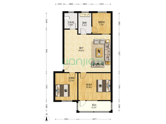 南阳路326号院 2室1厅1卫 94平方