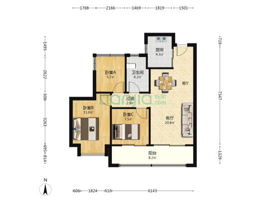 光合森林 3室1厅1卫 89平方