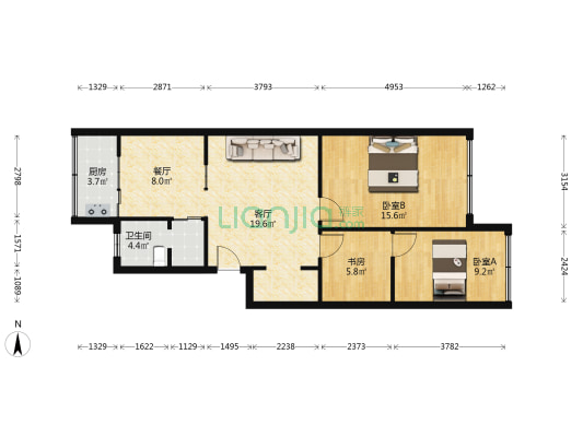 南京路 3室2厅1卫 82平方