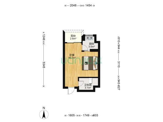 SOHO沸城 1室0厅1卫 36平方