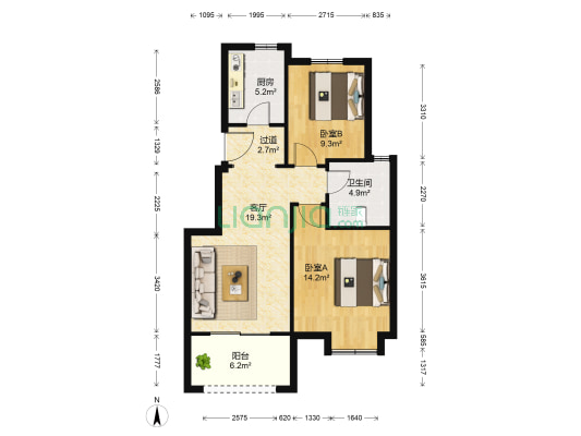 茗莲雅苑 2室1厅1卫 83平方