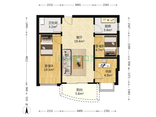 金庭轩 3室1厅1卫 63平方