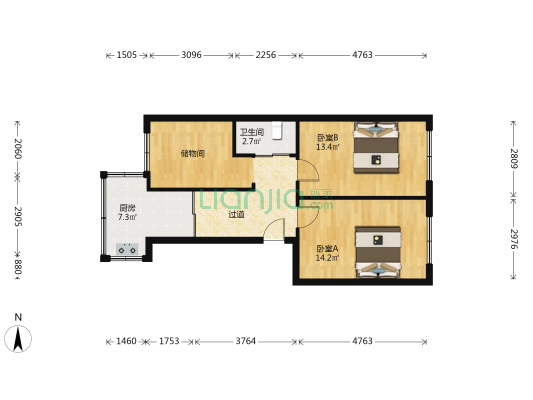 公交商品楼 2室0厅1卫 68平方