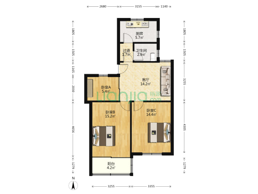 华泰小区 3室1厅1卫 79平方